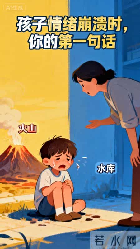 孩子情绪崩溃时，你的第一句话，决定了他是“火山”还是“水库”