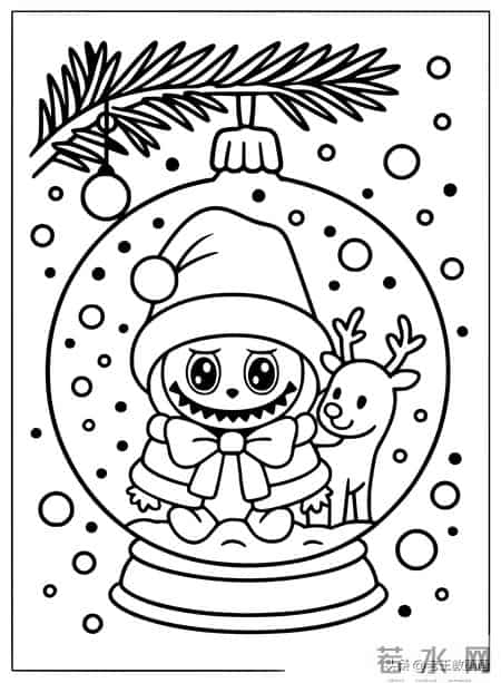 LABUBU简笔画线稿图，临摹学画