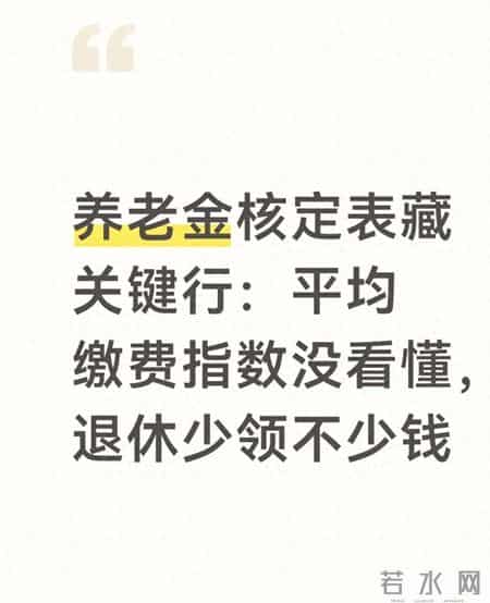 养老金核定表藏关键行：平均缴费指数没看懂，退休少领不少钱