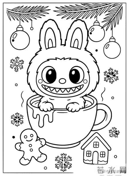 LABUBU简笔画线稿图，临摹学画