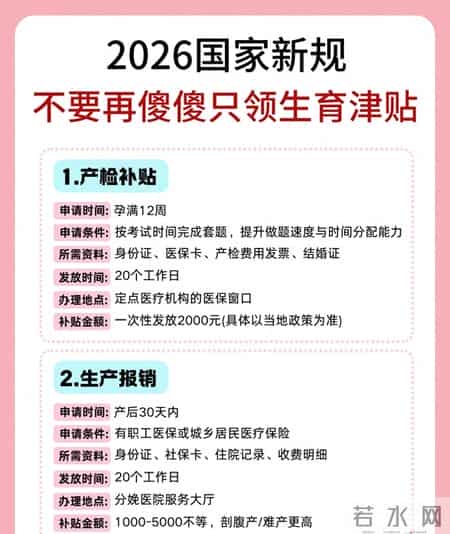 2026生育新规！别只领生育津贴，这8项福利能领钱