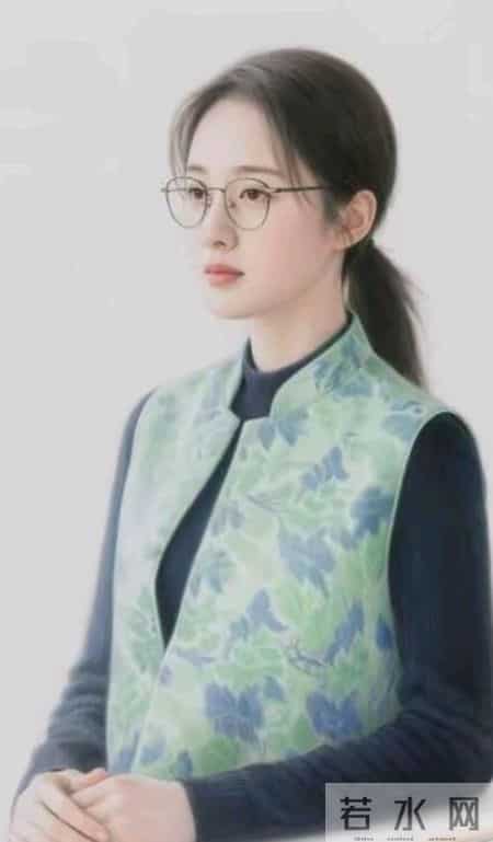 彩铅画：戴眼镜的姑娘