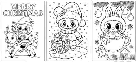 LABUBU简笔画线稿图，临摹学画