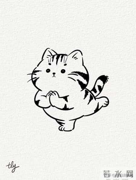 练瑜伽的猫咪丨涂鸦简笔画分享