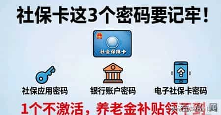 社保卡这3个密码要记牢！1个不激活，养老金补贴领不到
