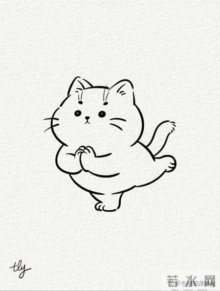 练瑜伽的猫咪丨涂鸦简笔画分享