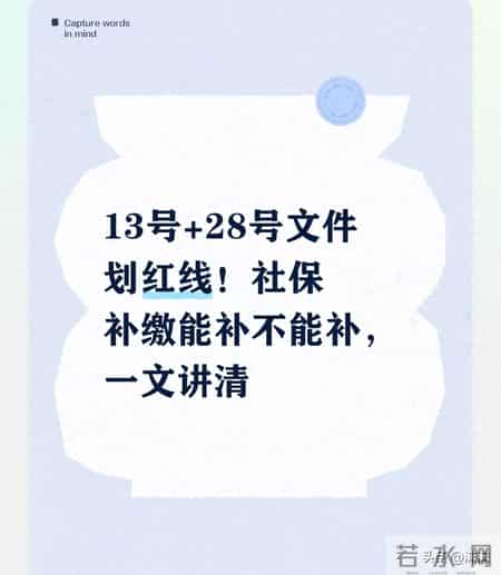 13号+28号文件划红线！社保补缴能补不能补，一文讲清