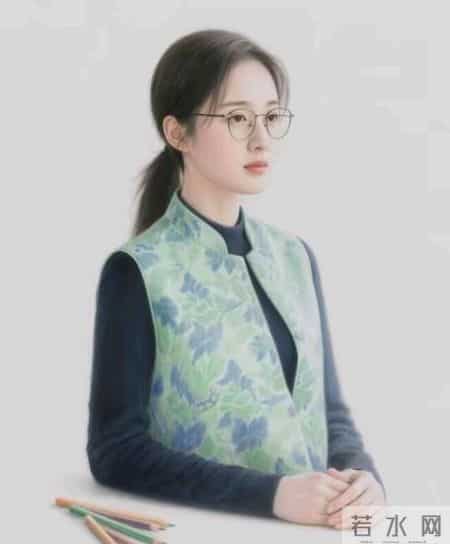 彩铅画：戴眼镜的姑娘