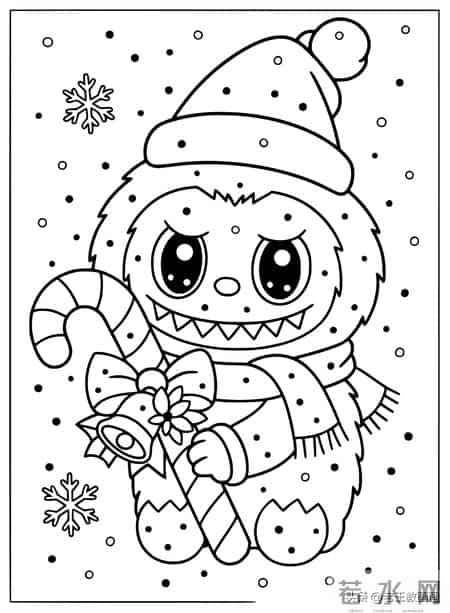 LABUBU简笔画线稿图，临摹学画