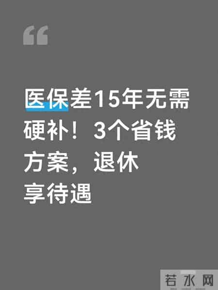 医保差15年无需硬补！3个省钱方案，退休享待遇