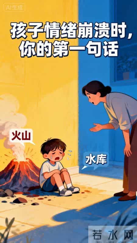 孩子情绪崩溃时，你的第一句话，决定了他是“火山”还是“水库”