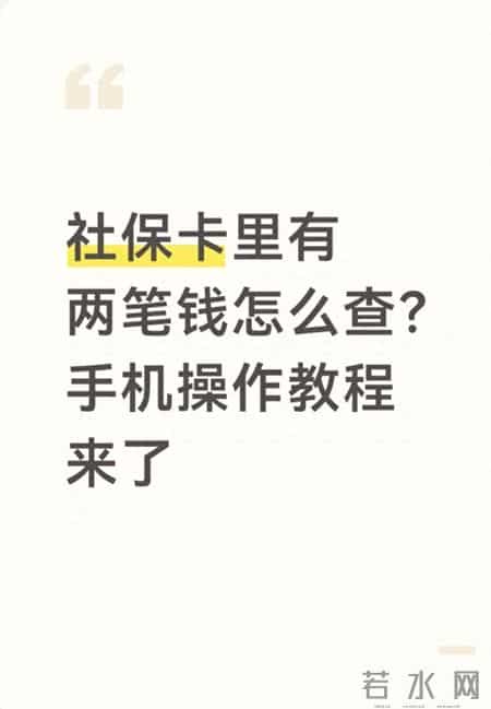 社保卡里有两笔钱怎么查？手机操作教程来了！