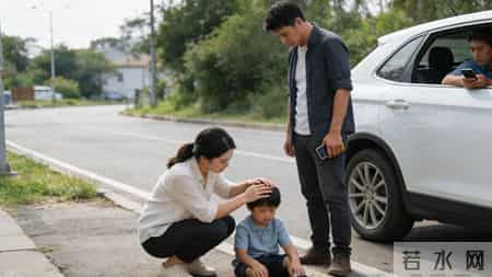 路边排队区：爸爸玩手机致孩子被撞，妈妈拒向司机索赔