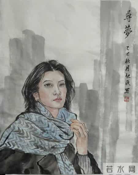 丁纪民人物国画作品欣赏