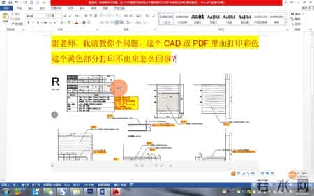 老师这个CAD或PDF里面打印彩色这个黄色部分打印不出...