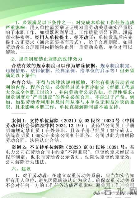 ▌双重劳动关系：法律不禁止，解除有条件，社保缴纳，双倍工资