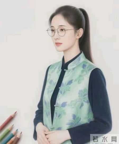彩铅画：戴眼镜的姑娘