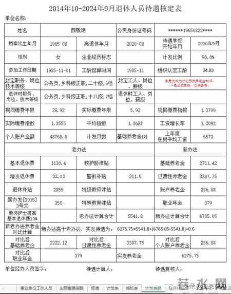 正科级警员养老金核定表精算解读