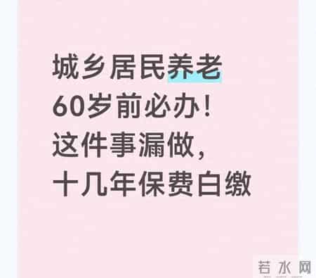 城乡居民养老60岁前必办！这件事漏做，十几年保费白缴