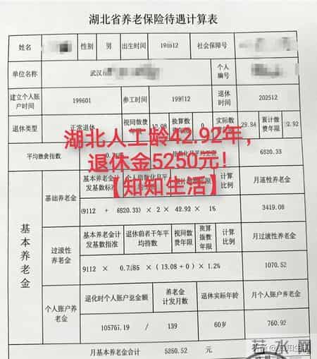 湖北人退休！工龄43年领5250元！网友：普通企业有这水平已很不错