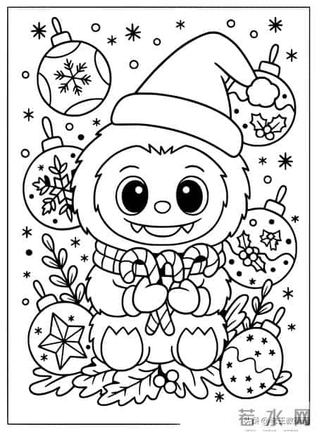 LABUBU简笔画线稿图，临摹学画