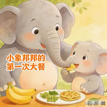 儿童睡前故事分享9：小象邦邦的第一次大餐