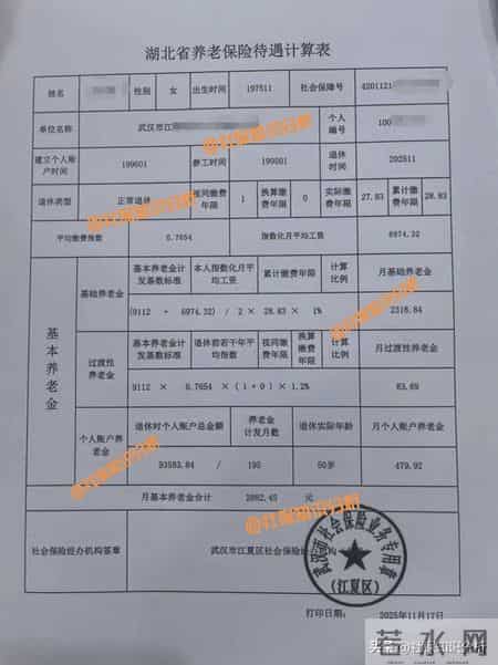 湖北武汉江夏区张阿姨养老金详细计算过程解析，看完秒懂！