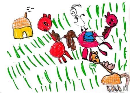 中班亲子美术--小马