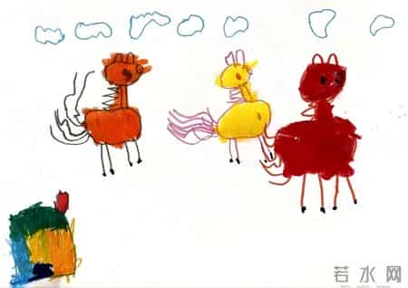 中班亲子美术--小马