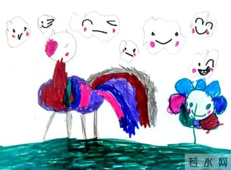 中班亲子美术--小马