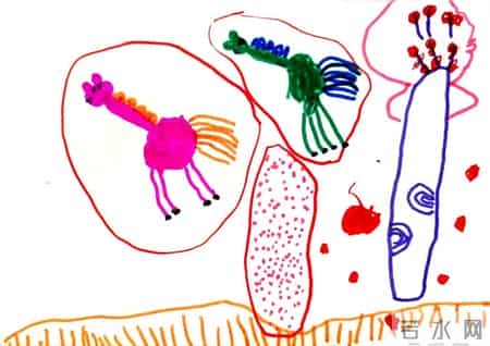 中班亲子美术--小马